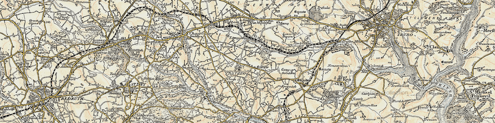 Old map of Hugus in 1900