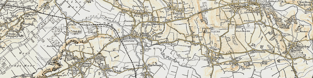 Old map of Huish Episcopi in 1898-1900