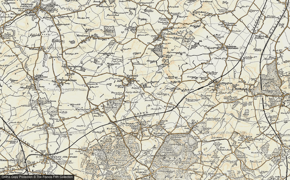 Old Map of Hulcote, 1898-1901 in 1898-1901