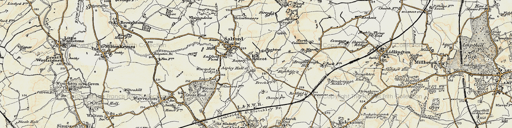 Old map of Aspley Hall in 1898-1901