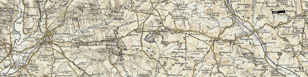 Old map of Hulland Village in 1902