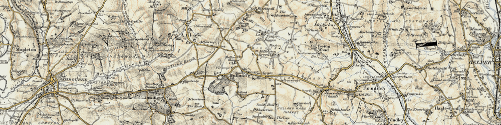 Old map of Hulland Ward in 1902