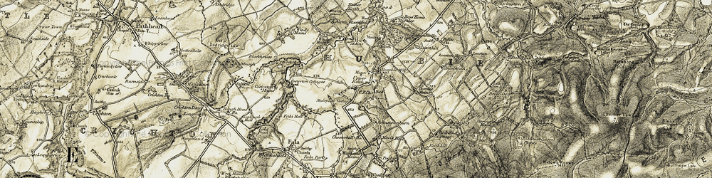 Old map of Humbie in 1903-1904
