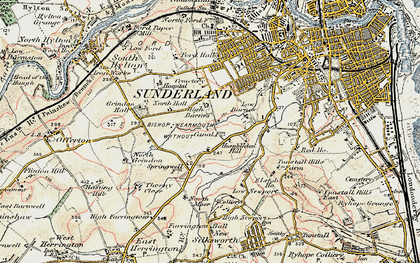 Old map of Humbledon in 1901-1904
