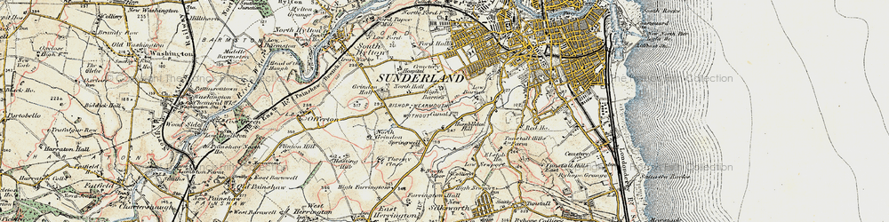 Old map of Humbledon in 1901-1904