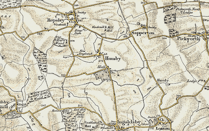 Old map of Humby in 1902-1903