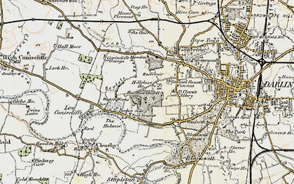 Old map of Hummersknott in 1903-1904