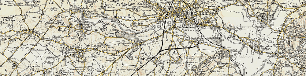 Old map of Hunderton in 1900-1901