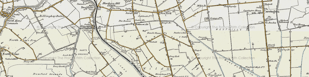Old map of Wildmore Fen in 1902-1903