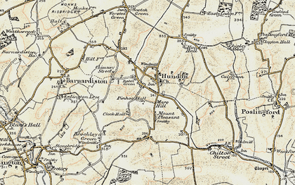 Old map of Hundon in 1899-1901