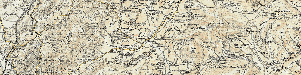 Old map of Hundred House in 1900-1903