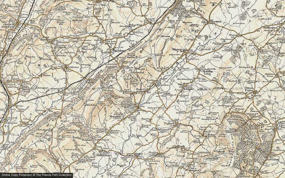 Old Map of Historic Map covering Upper Millichope in 1902