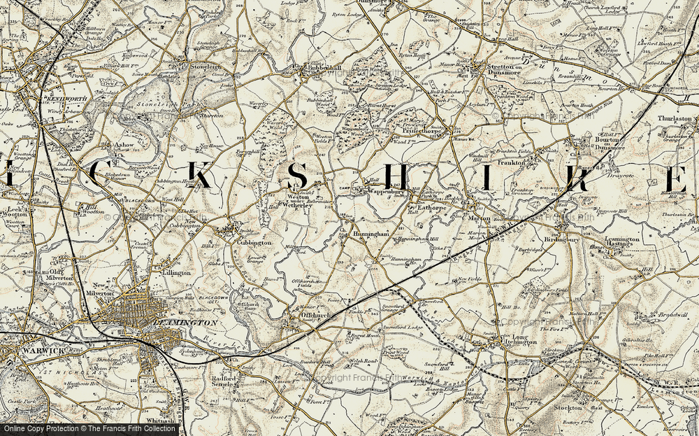 Old Map of Hunningham, 1901-1902 in 1901-1902