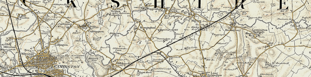 Old map of Hunningham Hill in 1901-1902