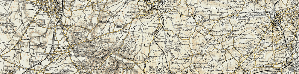 Old map of Hunnington in 1901-1902