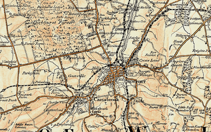 Old map of Hunny Hill in 1899