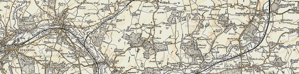 Old map of Hunsdonbury in 1898