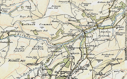 Old map of Beldon Burn in 1901-1904