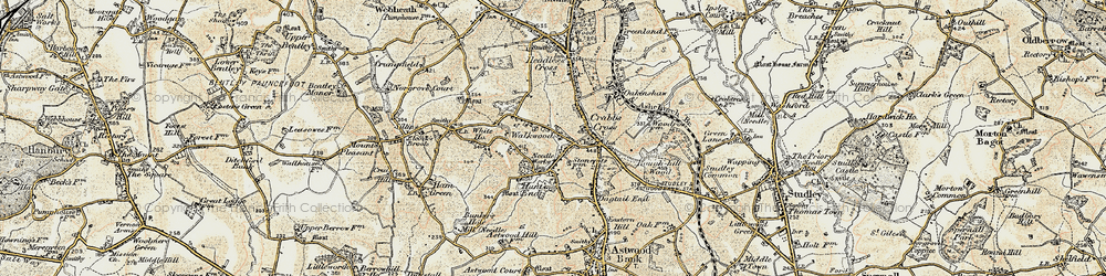 Old map of Hunt End in 1899-1902