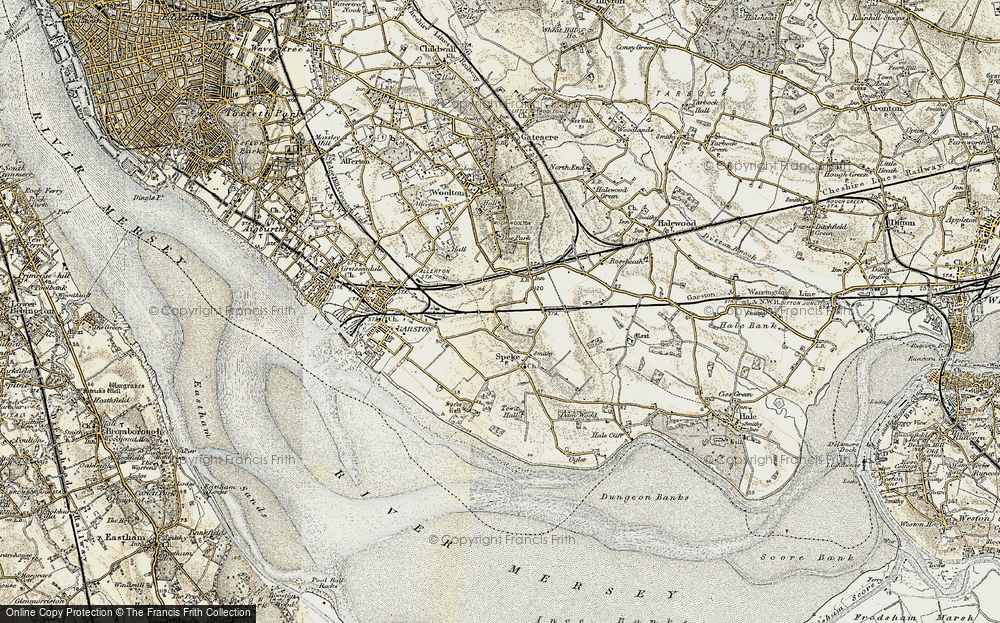Old Map of Historic Map covering Liverpool John Lennon Airport in 1902-1903