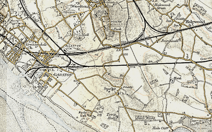 Old map of Hunt's Cross in 1902-1903