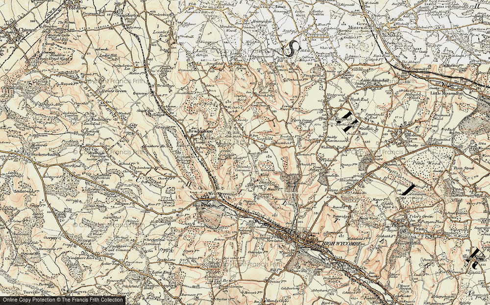 Old Map of Hunt's Hill, 1897-1898 in 1897-1898