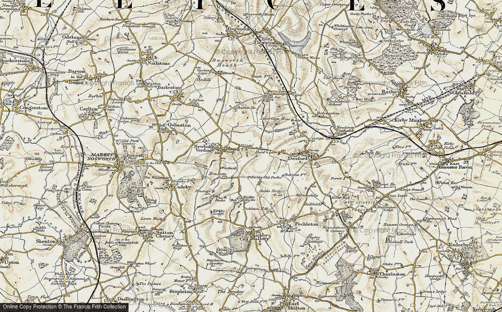Old Map of Hunt's Lane, 1901-1903 in 1901-1903