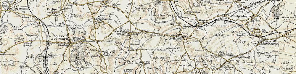 Old map of Hunt's Lane in 1901-1903