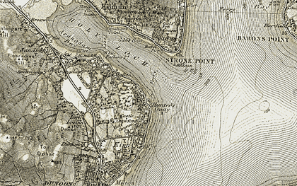 Old map of Hunter's Quay in 1905-1907
