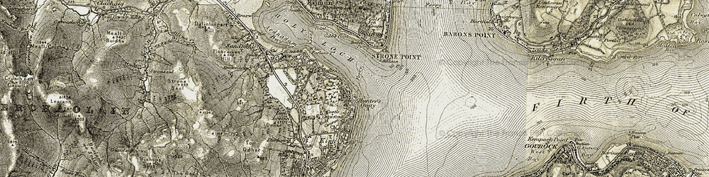Old map of Hunter's Quay in 1905-1907