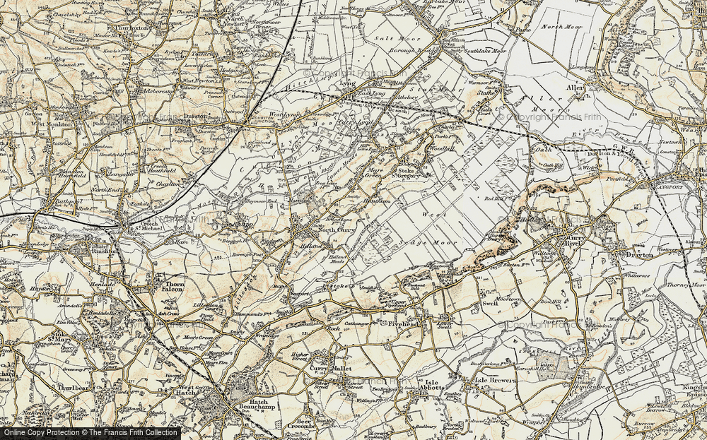 Old Map of Historic Map covering Sedgemoor Old Rhyne in 1898-1900