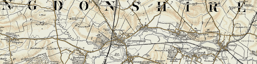 Old map of Huntingdon in 1901