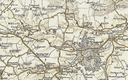 Old map of Huntingfield in 1901-1902