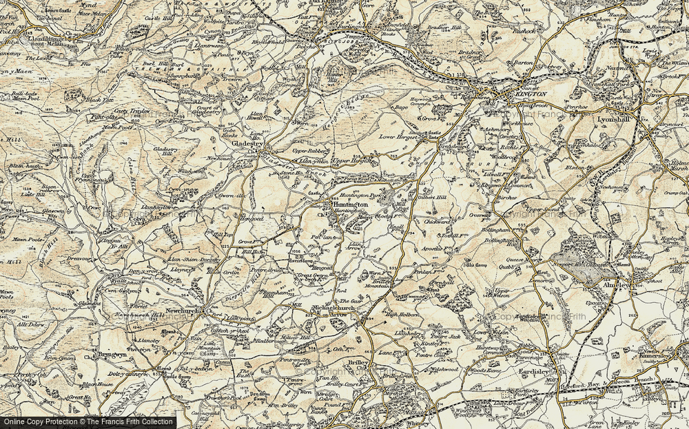 Old Map of Historic Map covering Llanarrow Cott in 1900-1902