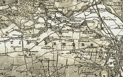 Old map of Huntingtower in 1906-1908