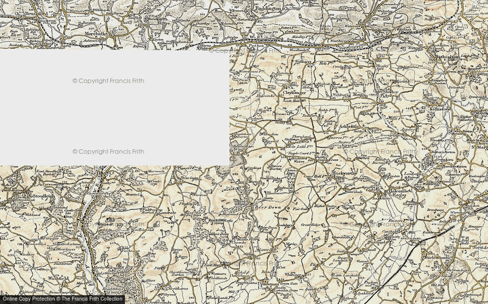 Old Map of Historic Map covering Bampton Down in 1898-1900