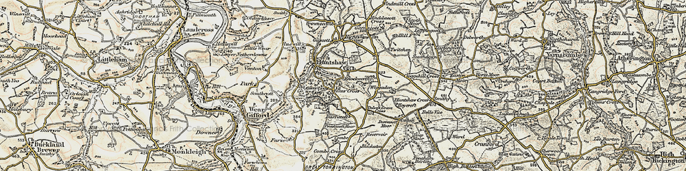 Old map of Huntshaw in 1900