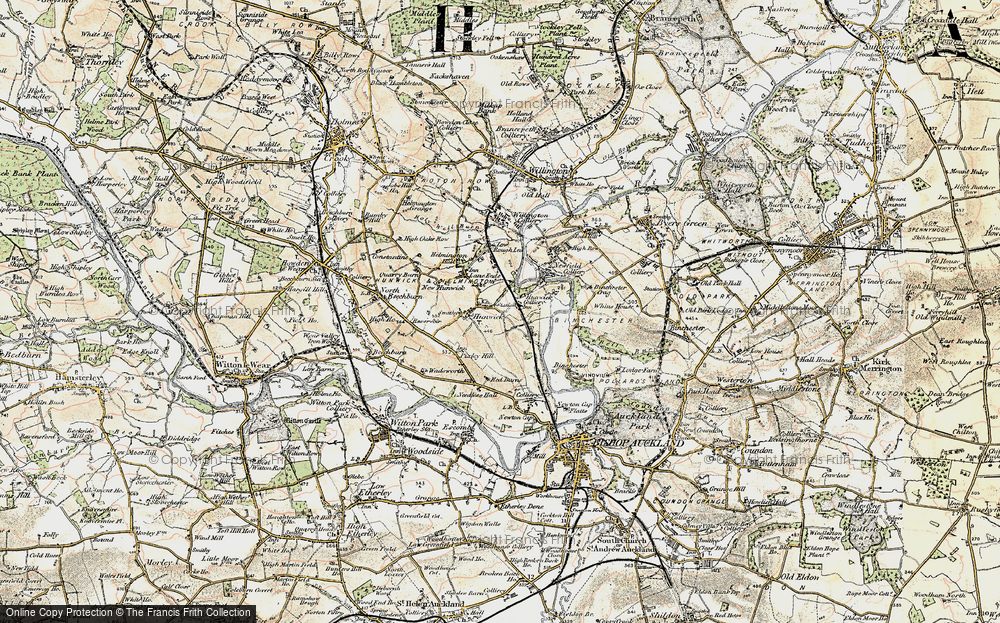 Old Map of Historic Map covering Binchester in 1903-1904
