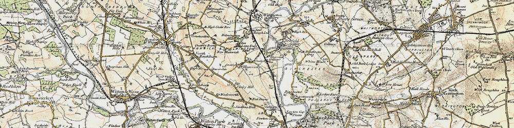 Old map of Hunwick in 1903-1904