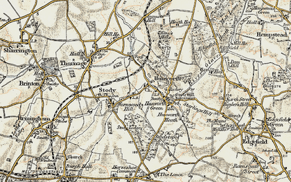 Old map of Hunworth in 1901-1902
