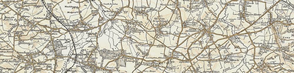 Old map of Hurcott in 1898-1900