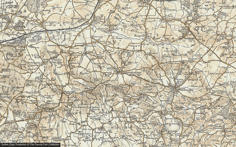 Old Map of Historic Map covering Lewesdon Hill in 1898-1899