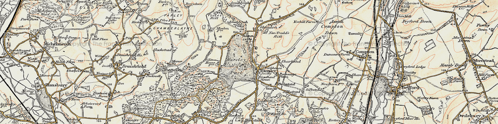 Old map of Hursley in 1897-1909