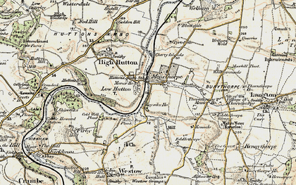 Old map of Huttons Ambo in 1903-1904