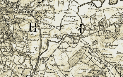 Old map of Hyndford Bridge in 1904-1905