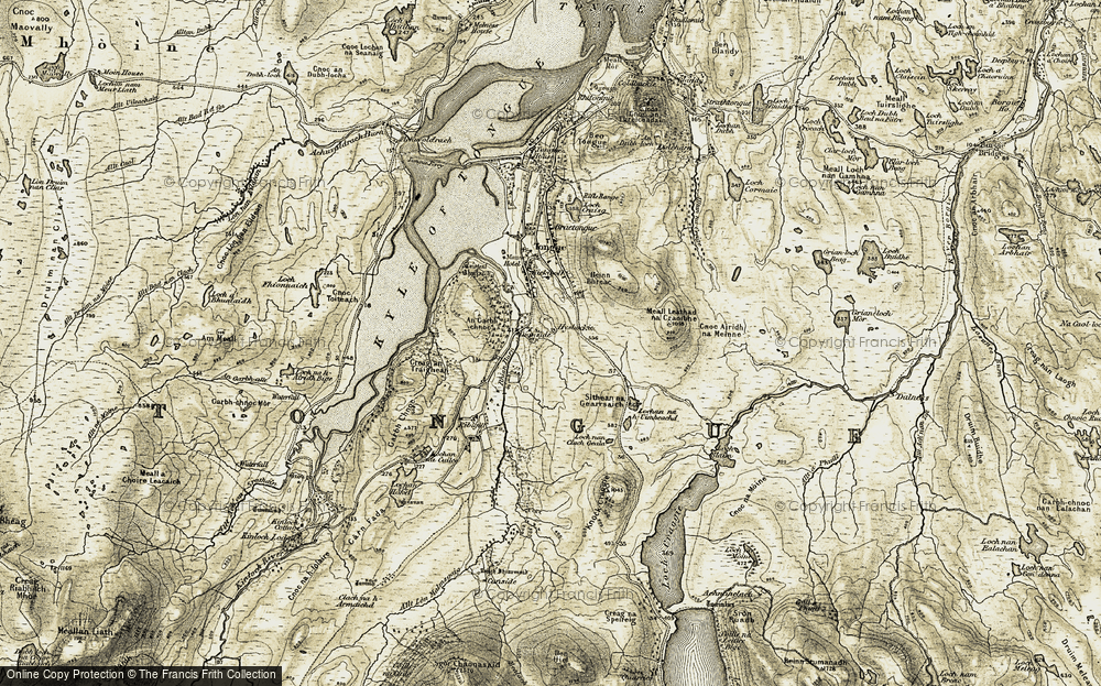 Old Map of Historic Map covering An Garbh-chnoc in 1910-1912