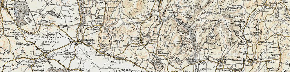 Old map of Hyssington in 1902-1903