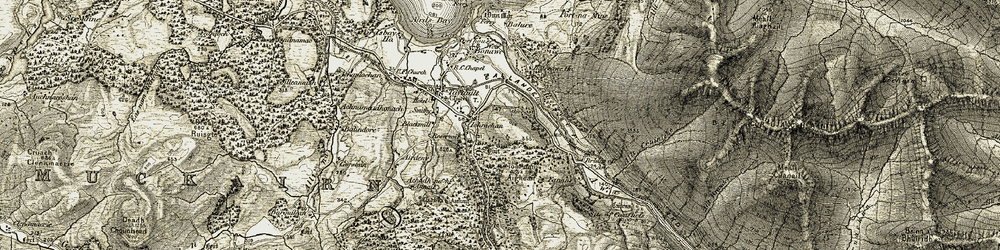 Old map of Tom nan Aighean in 1906-1907