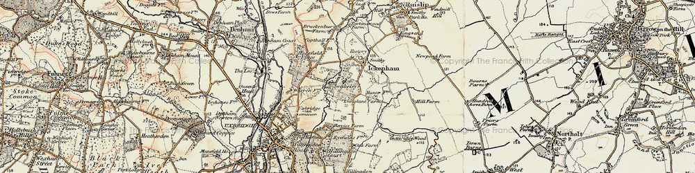 Old map of Ickenham in 1897-1909