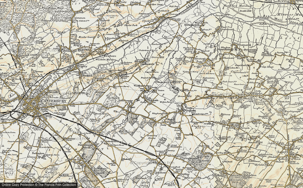 Old Map of Ickham, 1898-1899 in 1898-1899